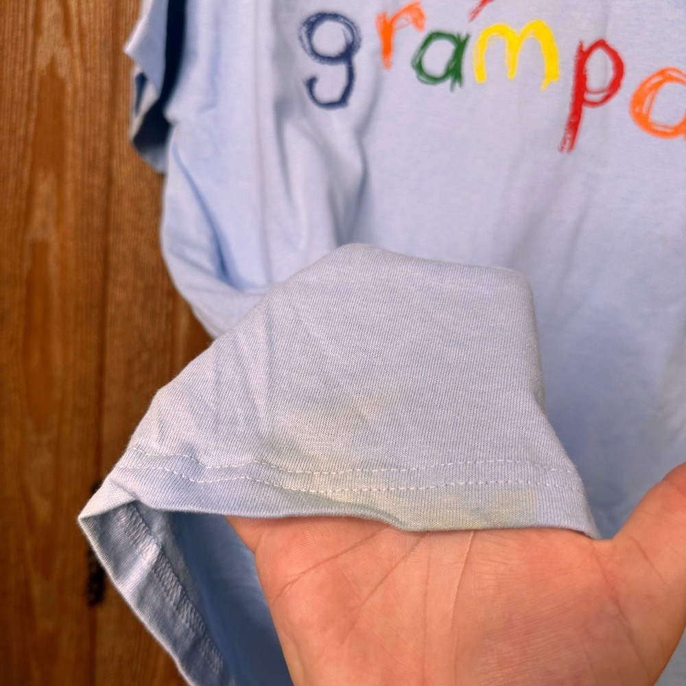 VTG World's Greatest Dad I Love U Grampa Graphic T-Shirt Light Blue Large 42-44 - Picture 5 of 7